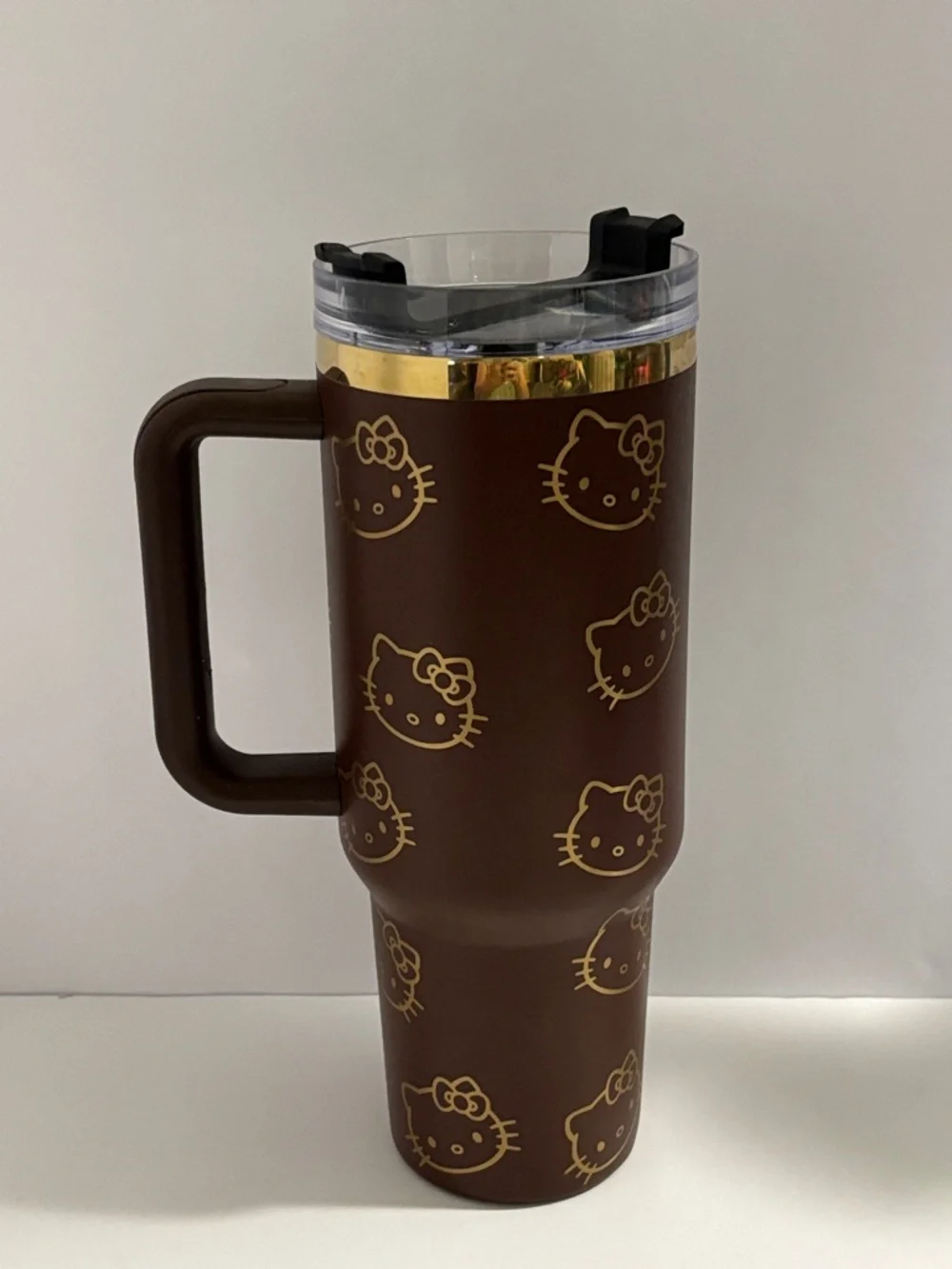 Stanley Brown Travel Tumbler with Gold Hello Kitty Accents 40oz EUC - Picture 2 of 6